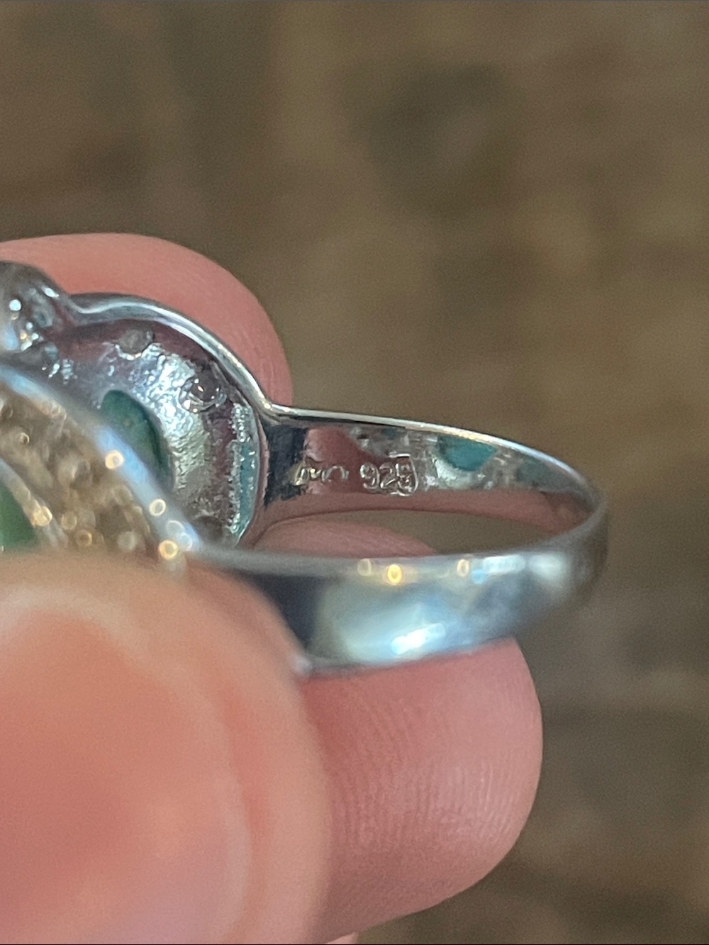 925 Silver Turquoise Stone Ring Size 7.5-8 Thailand - Picture 4 of 7